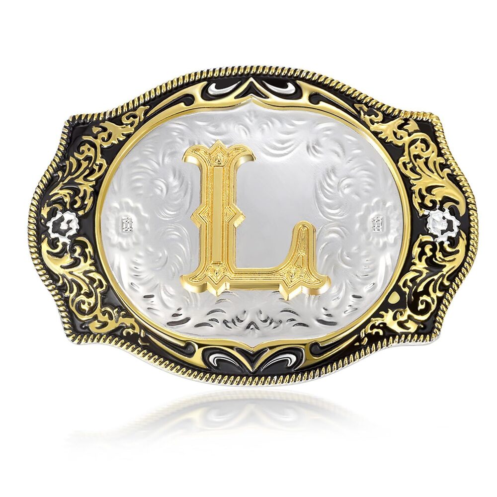 9320 Western Initial Letters Belt Buckle ABCDEFG to XYZ Golden Alphabet